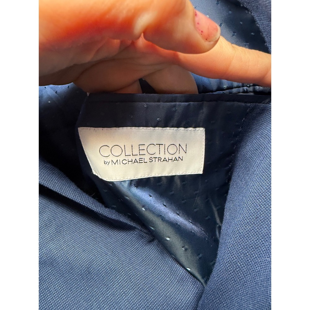 Michael Strahan Collection Men Navy Wool‎ Blend Suit Blazer Jacket 42L Business - Picture 3 of 9